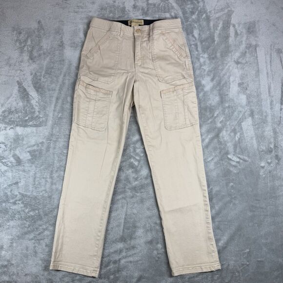 Democracy Cargo Jeans Women’s 8 Tan Khaki Pants Lace Trimmed Pockets - Picture 1 of 11